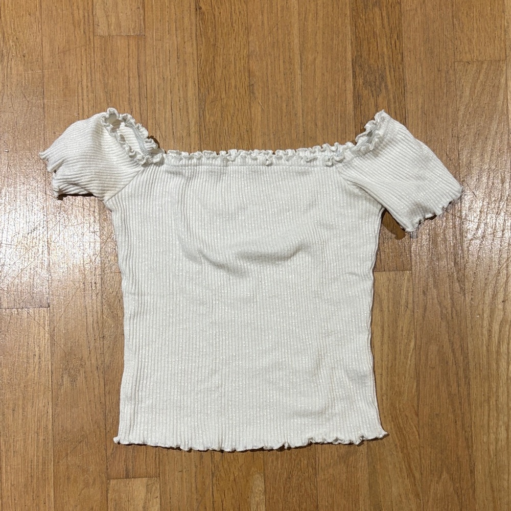 Better Be Cream Off-Shoulder Ribbed Crop Top